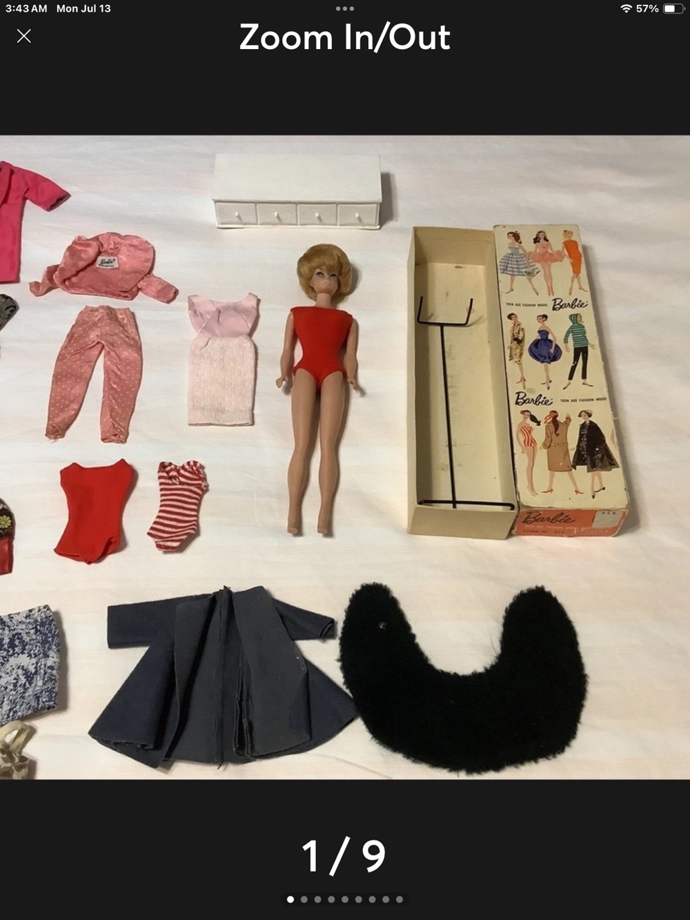 Vintage bubble, cat Barbie with clothing and accessories